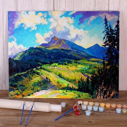 Landscape Summer In The Mountains Coloring By Numbers Painting Kit Oil Paints 50*70 Canvas Painting Home Handiwork