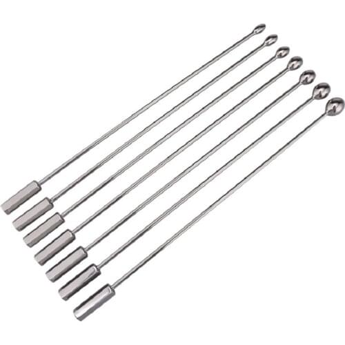 New 7 different Dia bead as 1 set Stainless steel urethral Catheter penis plug dilator metal Penis stick female sex toys for men