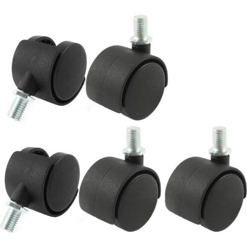 Office Chair M10 x 15mm Threaded Stem Nylon 2" Swivel Twin Caster Wheels 5pcs