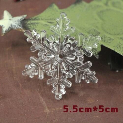 1 PC transparent crystal acrylic Ice snowflake Christmas decorations 5.5X5.5CM fake Xmas adornments DIY production accessories