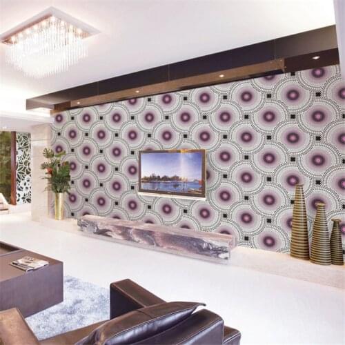 Beibehang PVC green living room wallpaper simple modern overlapping circle pattern personality film background wall