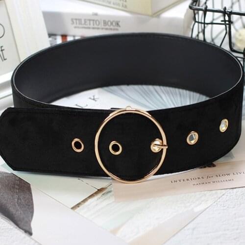 Retro Velvet Women Wide Belt For Jeans Dress Fashion Square Buckle Belt Solid Color Simple Female Decoration Belt cinto feminino