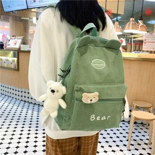 Schoolbag girl Korean junior high school student cute wicker velvet shoulder bag Japanese girl small backpack Chao