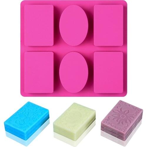 Silicone Soap Mold for Soap Making 3D 6 Forms Oval Rectangle Soap Mould Handmade Craft Flowers Bathroom Kitchen Soap Mold K926