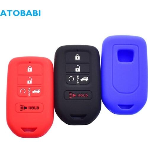 Silicone Car Key Case 5 Buttons Smart Remote Control Protector Cover Skin For Honda Accord Civic CR-V Pilot EX-L Touring Premium