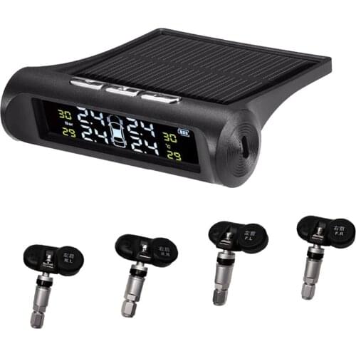 RV Car TPMS Tire Pressure Alarm Monitor System Solar Powered Built-in Sensor