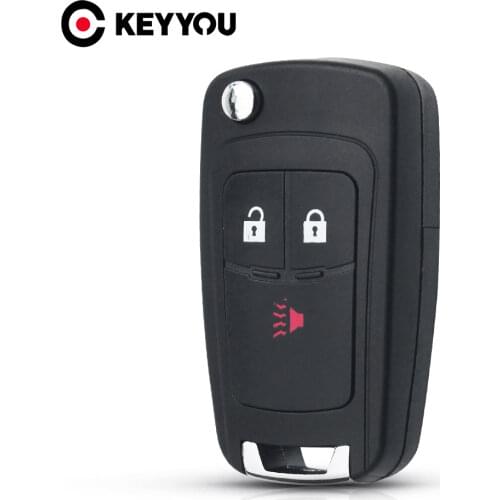 KEYYOU Replacement Folding 3 Buttons Remote Key Case Shell for CHEVROLET Cruze Spark Flip Remote Key Fob 3 Button