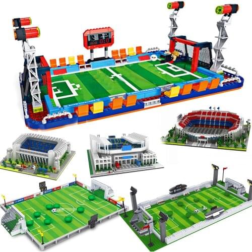 Sports Compatible football stadium field building blocks bricks city sets stands soccer gate basketball court base plate