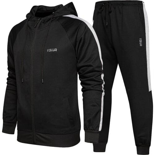Winter Mens Clothing Fashion Hooded Sweat Suit Cardian Zipper Jacket Spring Sportsuit Tracksuit Outdoor Streetwear Large Size