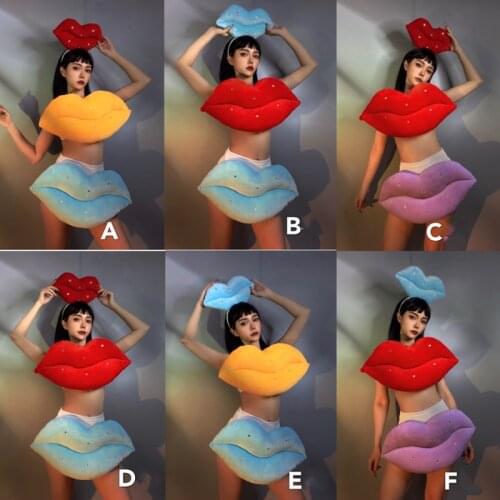 Pole Dance Clothing For Women Sexy Bikini Suit Nightclub Dj Ds Stage Lips Props Female Singer Gogo Dancer Rave Outfits DWY6038