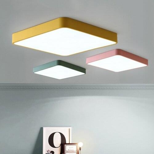 Ultra Thin Square 5cm Colored Ceiling Lights High Brightness Ceiling Lamp Fixtures for Childrens Room Lighting Kitchen Study