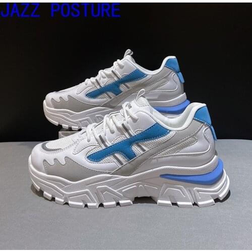 Womens reflective platform sneakers multi-color breathable lightweight vulcanized sole with straps Korean style 2021 autumn 260