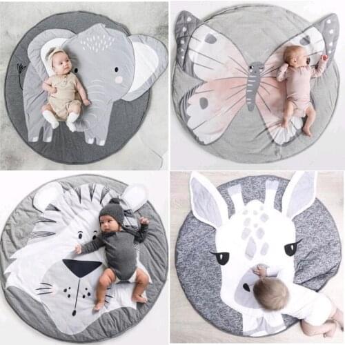 Animals Zoo Baby Play Mats Carton Children Kids Round Carpet Rug in the Nursery Climbing Pad Soft Cotton Blanket Room Decoration