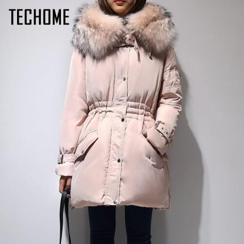 Winter Jacket Parkas for Women Coat Fashion Female Down Jacket With Hoodies Large Faux Fur Collar Brand Down Coat