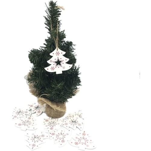 10PCS Unfinished Wooden Christmas Ornaments Natural Wood Cutout Predrilled Wood Slice for Christmas Tree Hanging Decorations