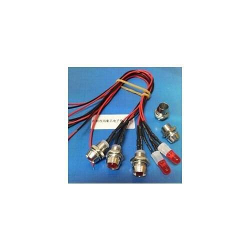 24V With Metal LED Holder F3 3mm White Red Green Blue Yellow Orange RGB LED Lamp Light With 20cm Wire Light Beads x 100pcs