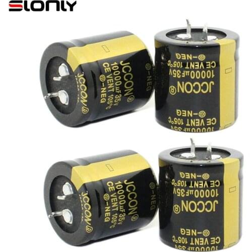 4pcs 10000uF 35V 30x30mm JCCON Horn Black Gold Audio Amplifier Filter Aluminum Electrolytic Capacitors