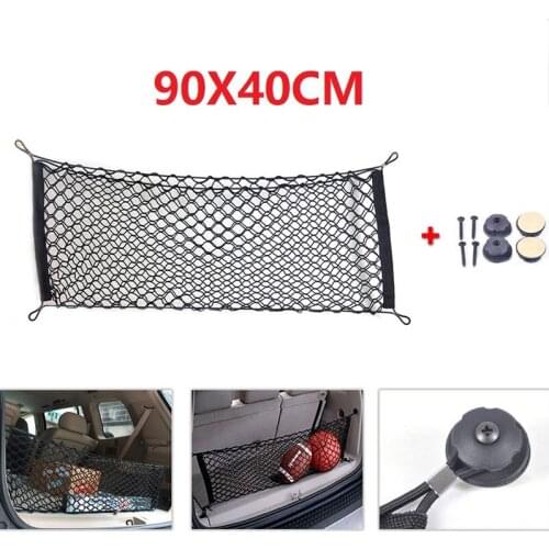 90*40cm Universal Trunk Organizer Rear Trunk Back Seat Cargo Mesh Net Bag Flexible Car Accessories