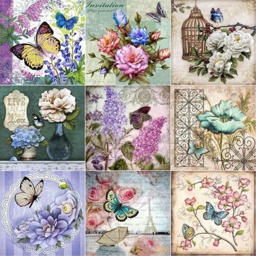 New 5D DIY Diamond Painting Full Square Round Drill Butterfly Diamond Embroidery Flower Animal Cross Stitch Art Home Decor Gift