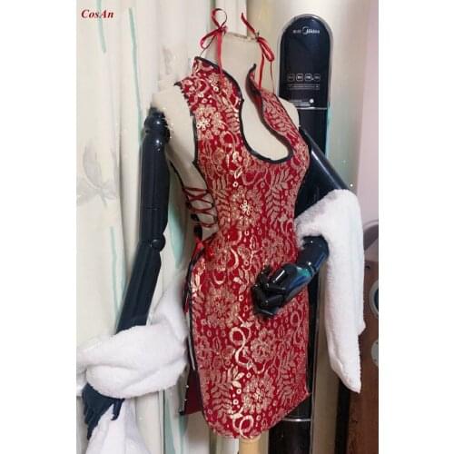 Azur Lane La Galissonniere Cosplay Costume Chunxiao Drunken Dream Red Printed Cheongsam Party Role Play Clothing Custom-Make Any