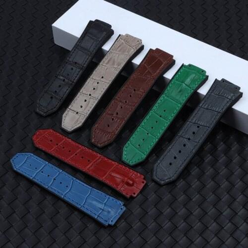 Colorful Genuine Leather For Hublot strap For King Power Series Belt Watchband 29*19mm Watch Band logo on Butterfly Buckle tool