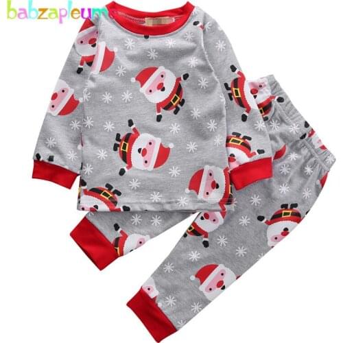 Baby Clothes Boys Girls Children Clothing Tracksuit Infant Costume Santa Pattern Top+Pant 2PCS Girls Set Baby Outfits 0-5T A107