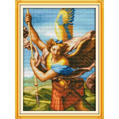 DIY stamp printing Cross Stitch Kits battle angel cross stitch pattern Cotton Thread 11CT Embroidery Needlework Home Decoration