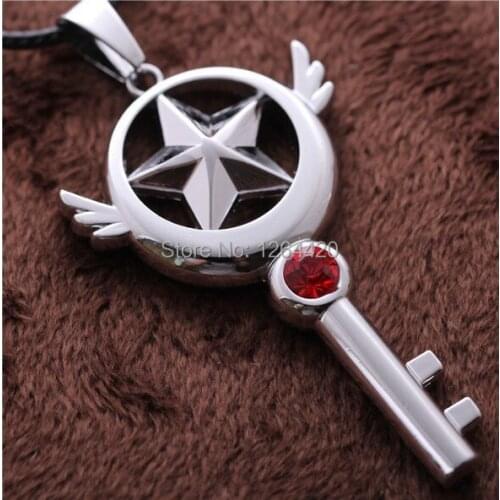 Cardcaptor Sakura Card Captor Kinomoto Star Wand Japanese Anime Cosplay Sliver Key Pendant Necklace Gifts For Girls 12pcs/lot