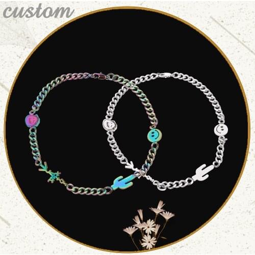 Travis Scotts Cactus Jack Shape Cuban Necklace Personalized Punk Hip Hop Style Jewelry Boys Girls Holiday Party Accessories Gift