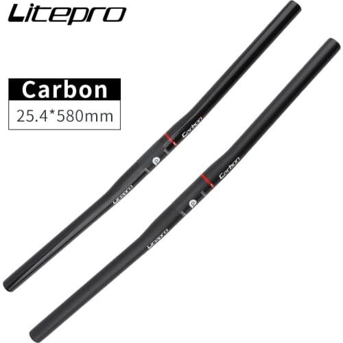Litepro 25.4 x 580mm Ultralight Bike Handlebar 3K Carbon Fibre for 16 inch 20 inch Folding Bike Handlebar