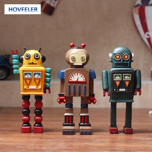 Cute Robot American Retro Ornament Home Furnishing Crafts Decoration Cafe Bar Clothing Shop Restaurant Rome Soldier Figurines