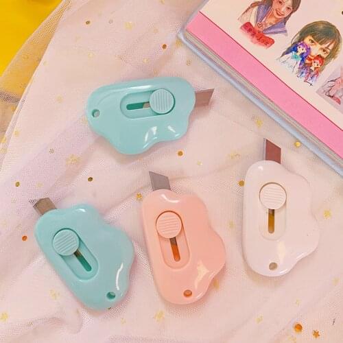 Mini Cloud Pink White Blue Pocket Size Craft Wrapping Box Paper Envelope Cutter Utility Knife Letter Opener Student Art Supplies