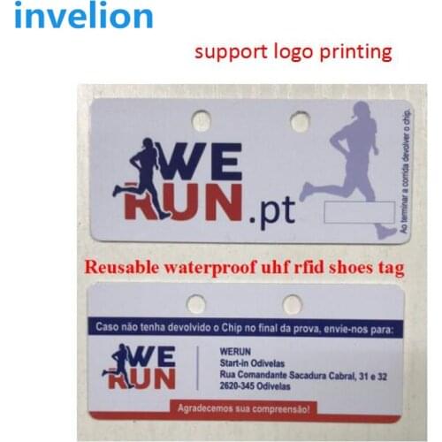 100pc/lot PVC uhf rfid reusable waterproof shoe tag 860-960MHZ tie on shoe lace for sports running timing custom logo printing