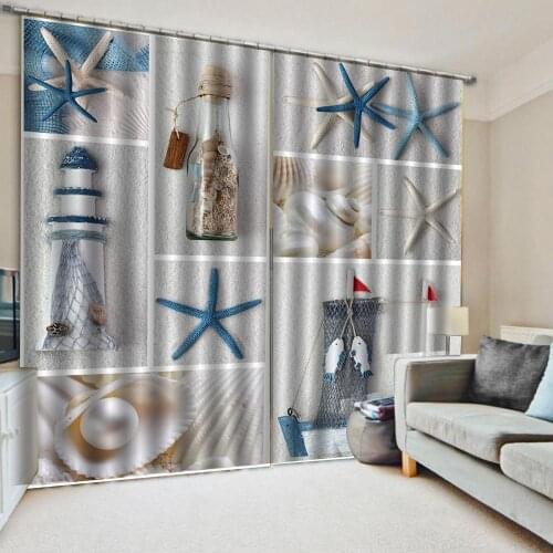 Custom any size photo blue sea stars curtains 3d curtains new bay window balcony thickened windshield blackout curtains