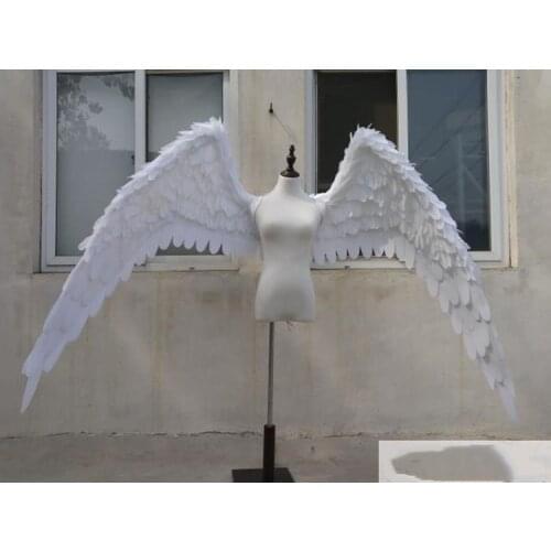 New Costumed beautiful white black feather angel wings for Fashion show Displays bridal shower wedding shooting props