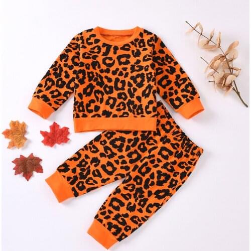 3-18 Months Newborn Baby Boy Clothes 2021 Spring Leopard Girl Jackets + Pants Kids Tracksuit