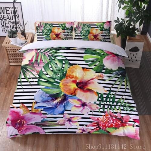 Flamingo Skull Flower Bedding Pillowcase Bedding High Quality Down Quilt Cover Cartoon Printed Soft Full Queen King Sheet Linen