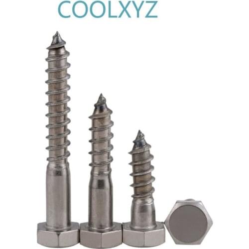 CooLXYZ External Hex Head Cap Tapping Wood Screw 304 Stainless Steel Hexagon Head Self Tapping Screw M6.3 5pcs