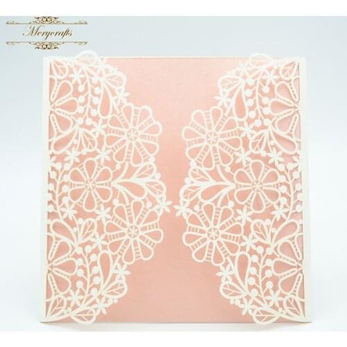 Party decoration laser cut flower pattern rustic invitations card wedding