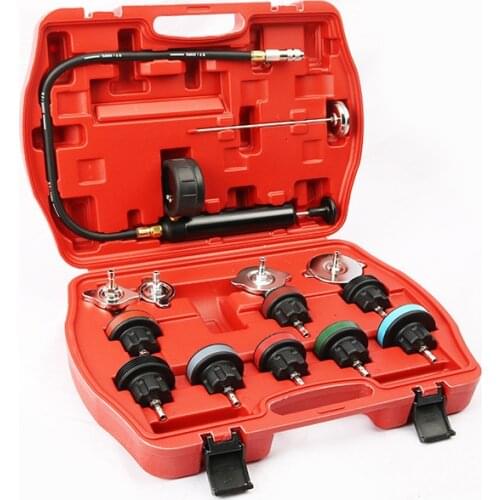 Universal Automotive Radiator Pressure Tester Kit 14PCS Car Leak Detector tool Auto Cooling System Coolant Vacuum Purge full set