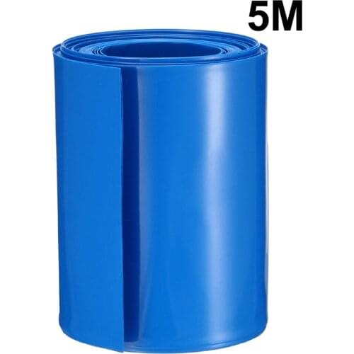Uxcell Flexible Heat Shrink Tubing Insulated PVC 72mm Flat Width Heat Shrink Wrap Tube for 18650 Power Supplies 5M Length Blue