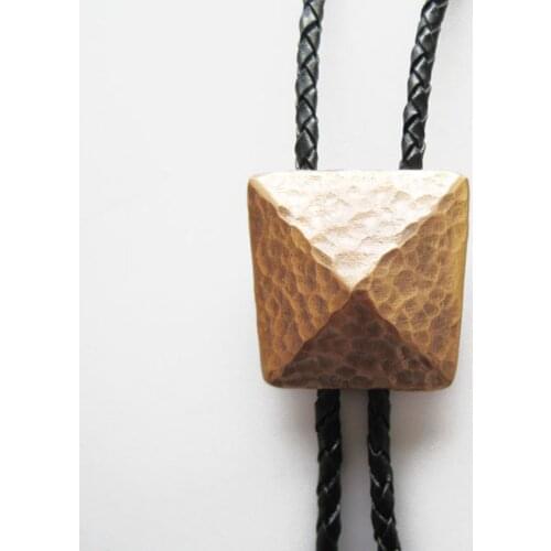 Original Vintage Gold Plated Geometric Patterns Bolo Tie Necklace Neck Tie