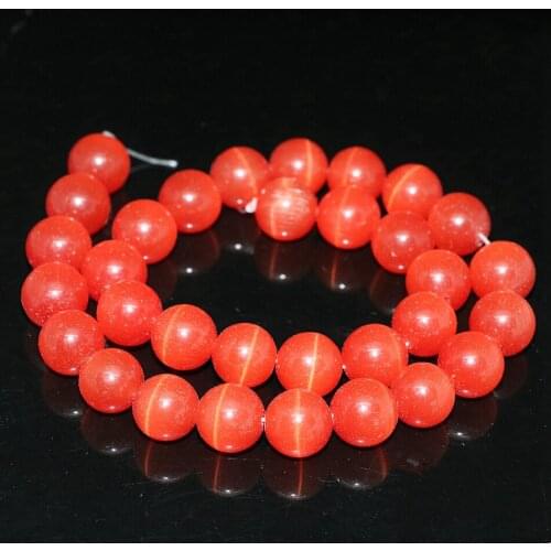 High Quality Round Reddish Orange Opal Loose Beads 4,6,8,10,12mm Semi-precious Stone Cat Eye Diy Jewelry 14inch B1578