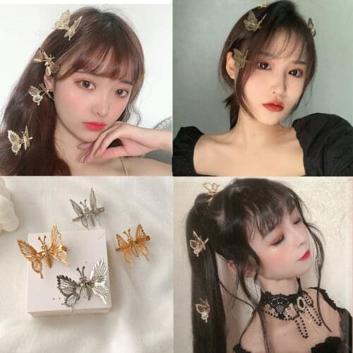 New Fashion Three-dimensional Alloy Grabbing Clip Butterfly Hairpins For Woman Super Fairy Retro Duckbill Clip Hair Accessories