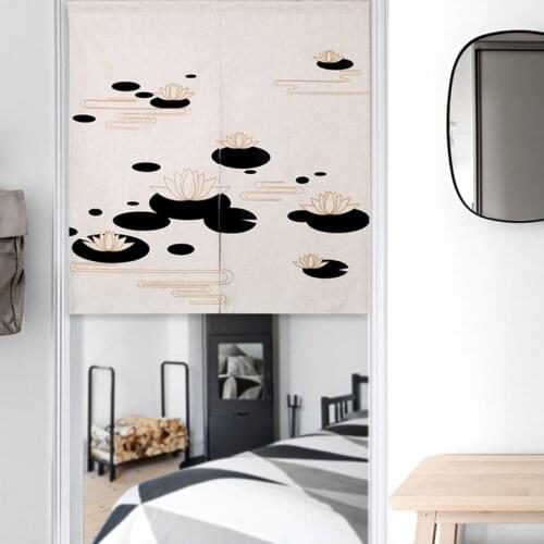 Landscape Lotus Sunrise Door Curtain Linen Tapestry Study Bedroom Home Decor Kitchen Curtains Customizable/85x120cm/85x90cm