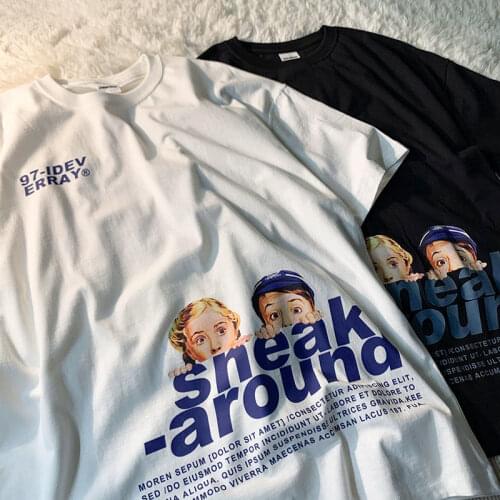 Creative Sneak Around Fun Hip Hop T Shirts 100%Cotton Women Tshirts Basic Tee 2021Summer New Harajuku Teens Girls Plus Size Tops