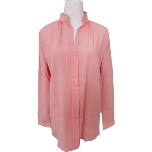 Womens Wear V-collar Chiffon Shirt Long-sleeved Shirt Simle Solid Color Office Lady Women Blouses White Pink Green Women Tops