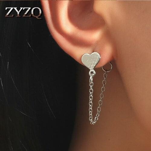 ZYZQ 1Pcs Romantic Love Heart Tassel Drop Earrings For Women Alloy Hanging Earrings Cocktail Party Jewelry Gifts Accessories