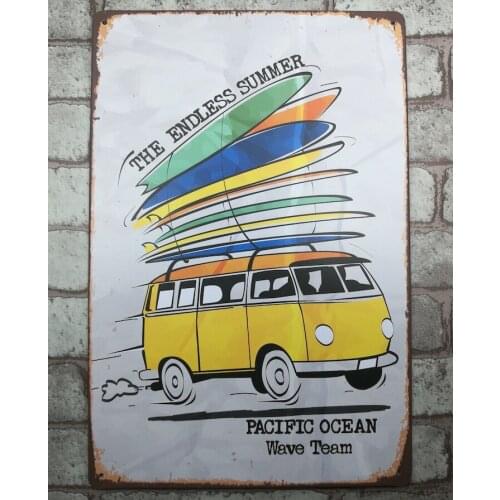 1 pc Endless Summer Surfing Van Ocean Tin Plate Sign plate wall man cave Decoration Metal Art Dropshipping Poster metal