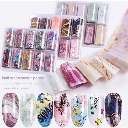 10 Roll Aluminum Mesh Nail Stickers Glitter Foil Transfer Accessories Nail Art Starry Sky Decal 3D Sally Net Line Holo Silk Foil